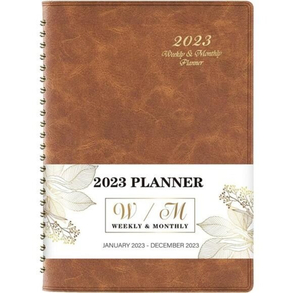 2023 Planner - Planner 2023, Weekly & Monthly Planner, 6.5" x 8.7" - Brown - Picture 1 of 7